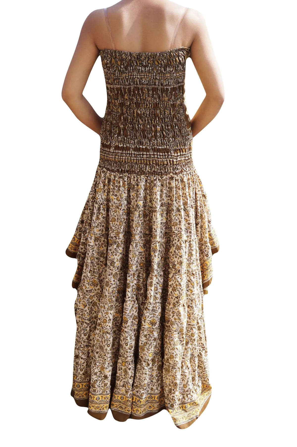 MAxi Dress Strapless Floral Hi Low Dresses Recycled M/L