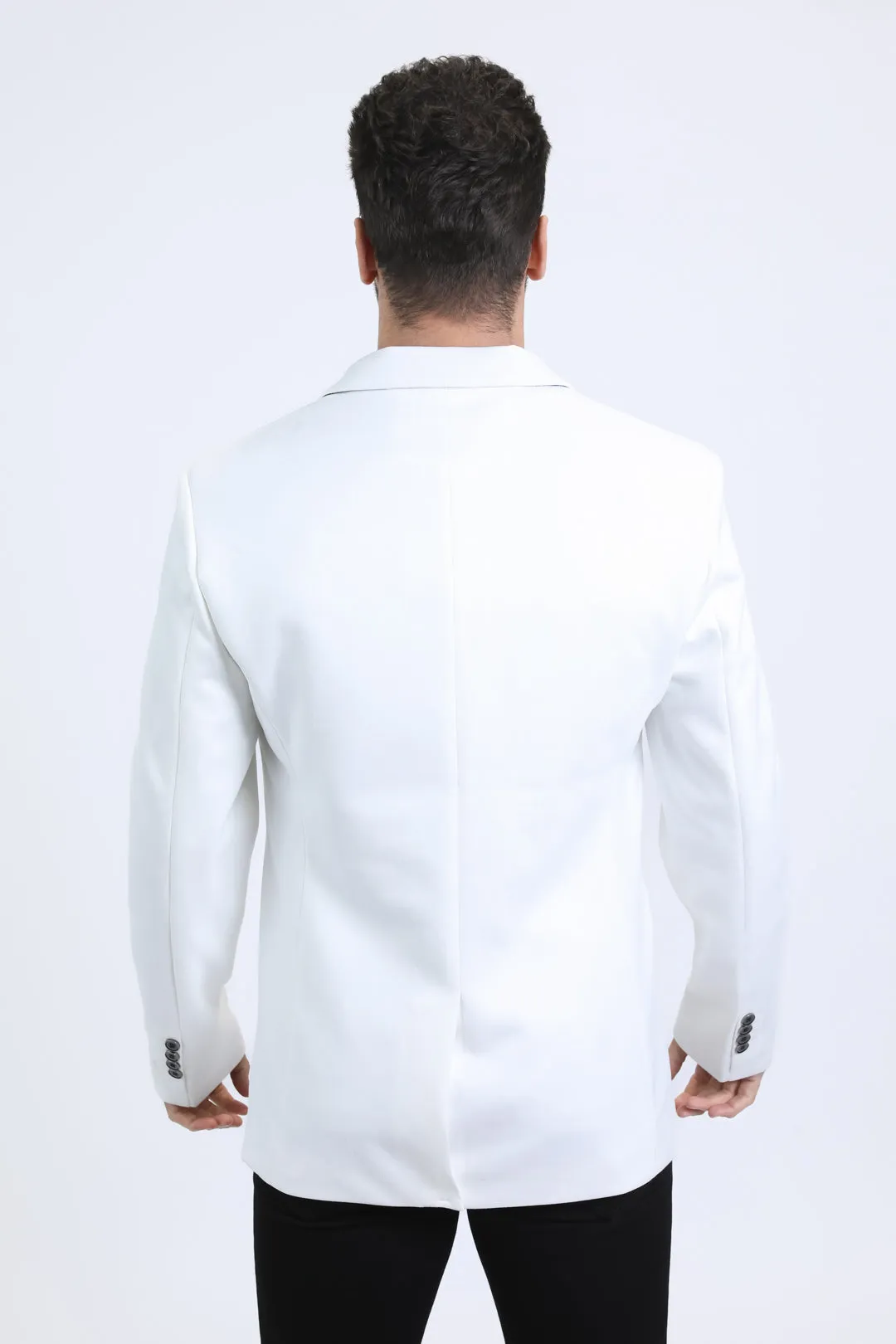 Men's Double Button White Faux-Suede Blazer