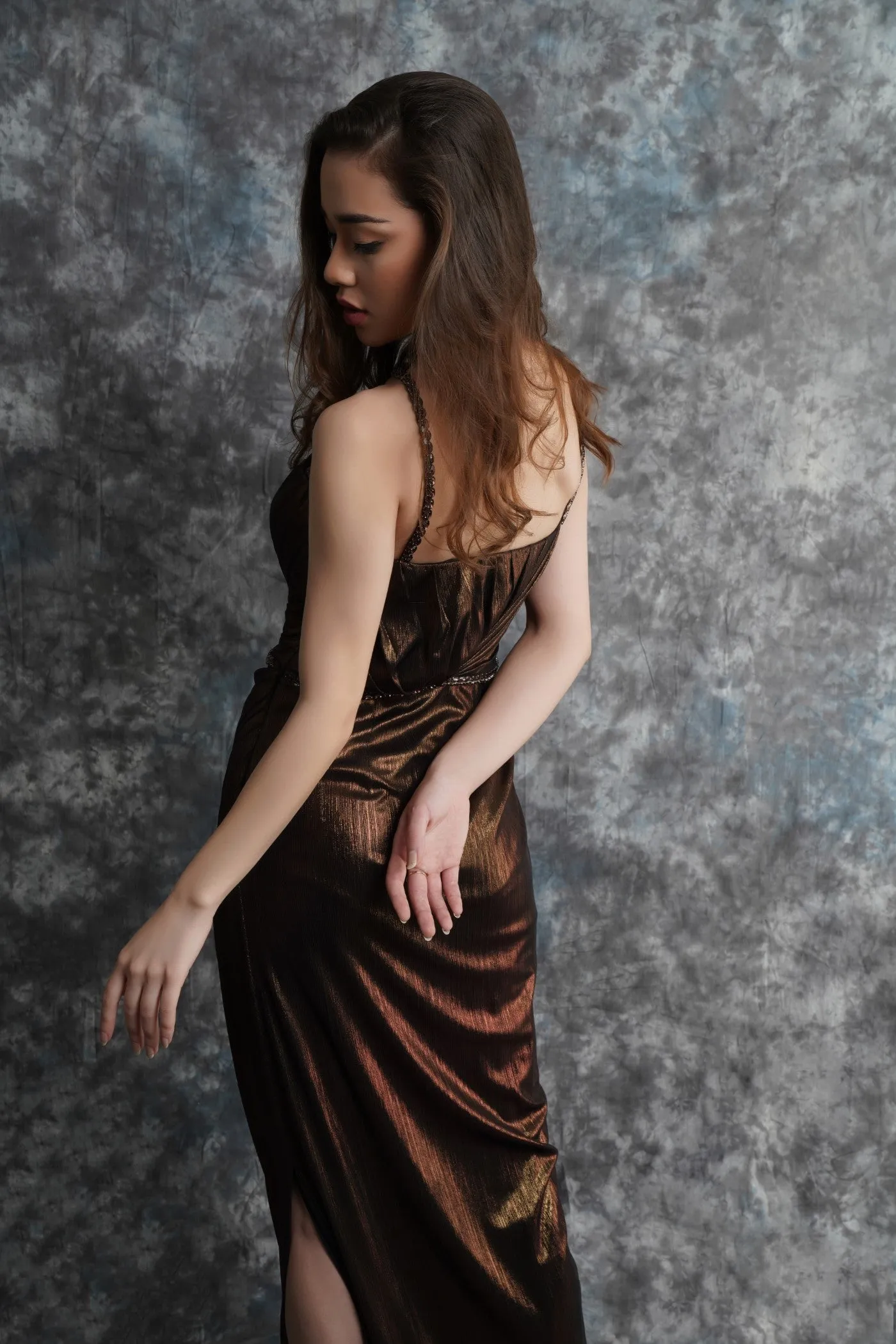 Metallic Draped Gown
