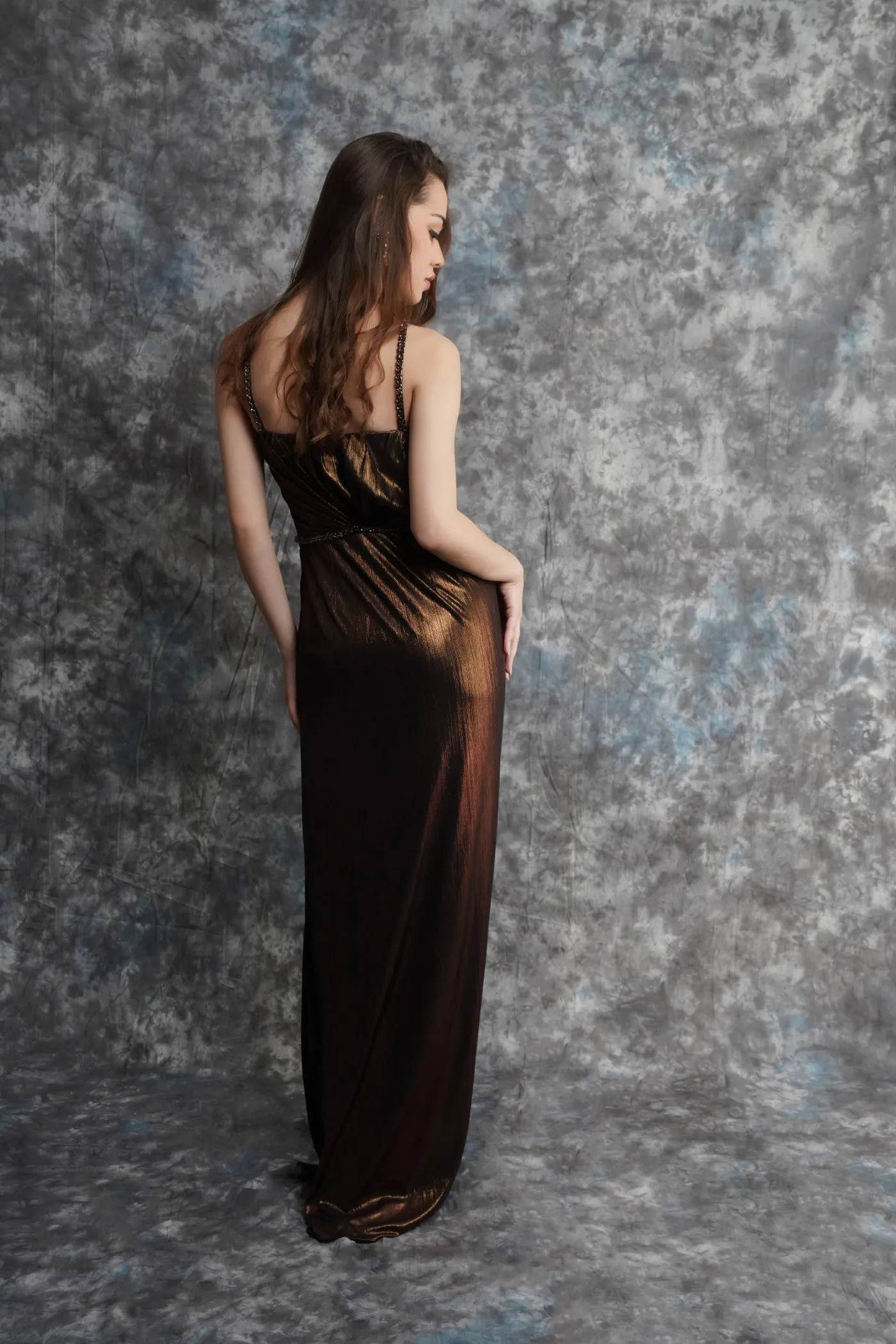 Metallic Draped Gown