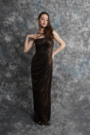 Metallic Draped Gown
