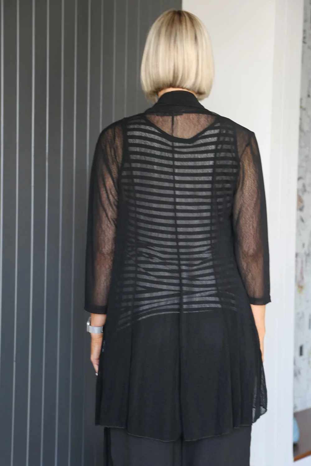 MIA Black Mesh Open Cardigan