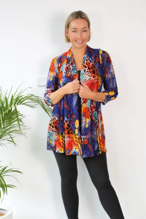 MIA Blue Animal Print Mesh Open Cardigan