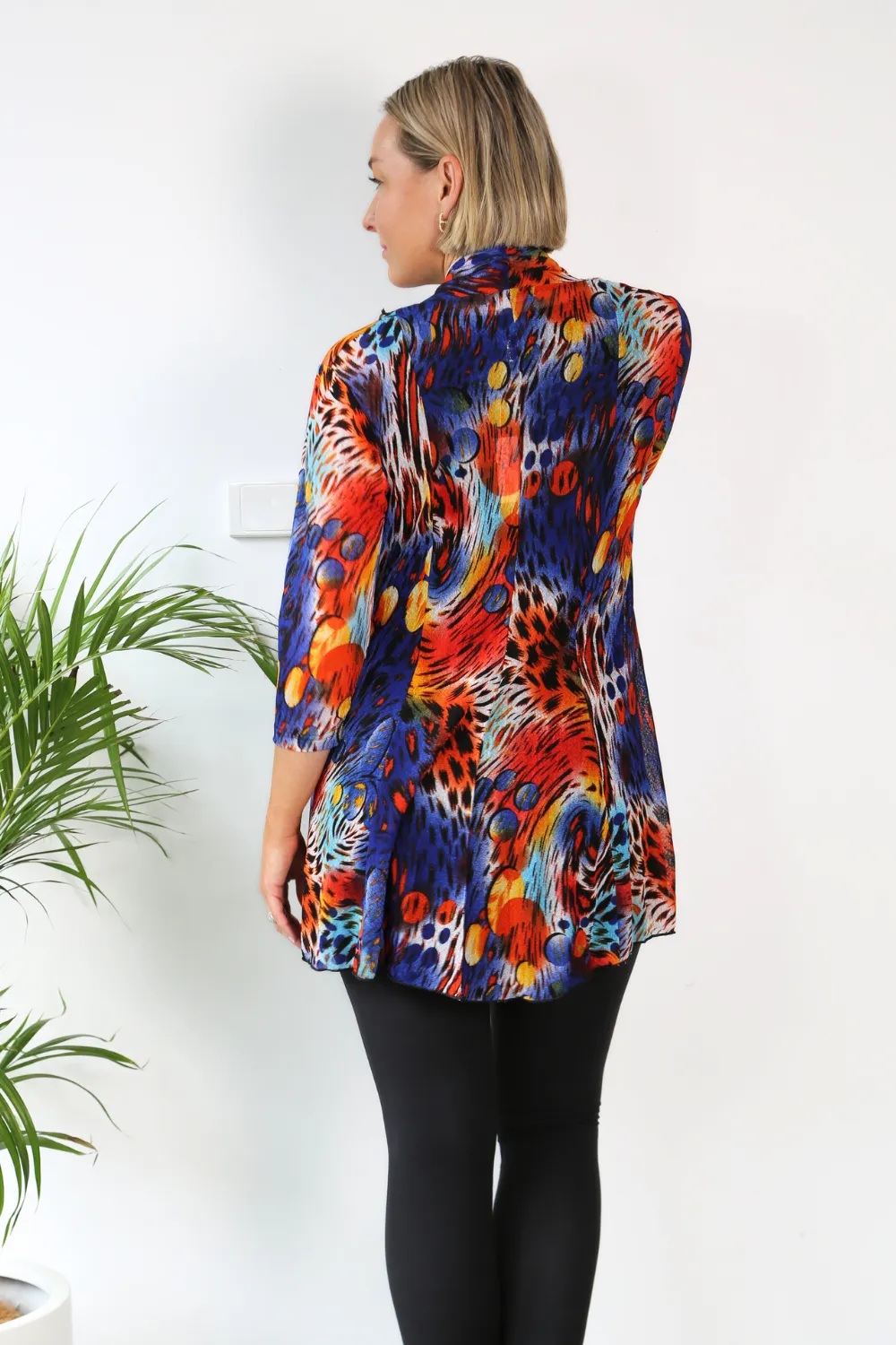 MIA Blue Animal Print Mesh Open Cardigan