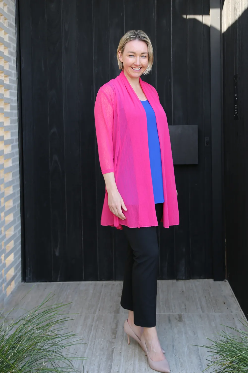 MIA Hot Pink Mesh Open Cardigan