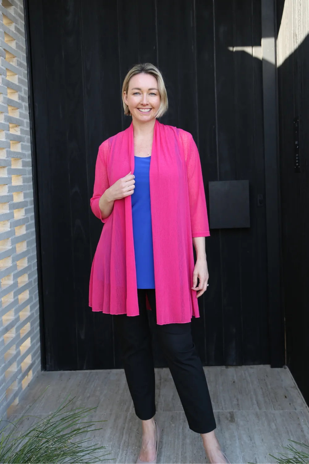MIA Hot Pink Mesh Open Cardigan