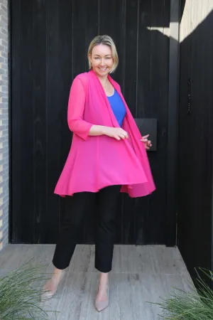 MIA Hot Pink Mesh Open Cardigan