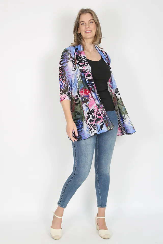 MIA Pink Animal Mesh Open Cardigan