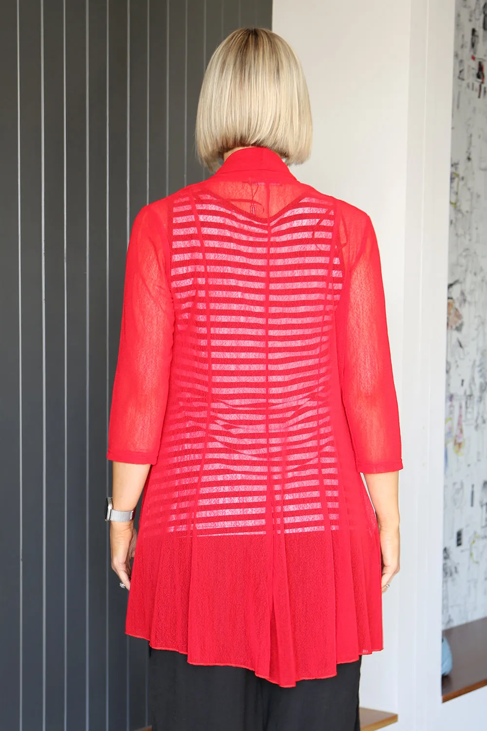 MIA Red Mesh Open Cardigan