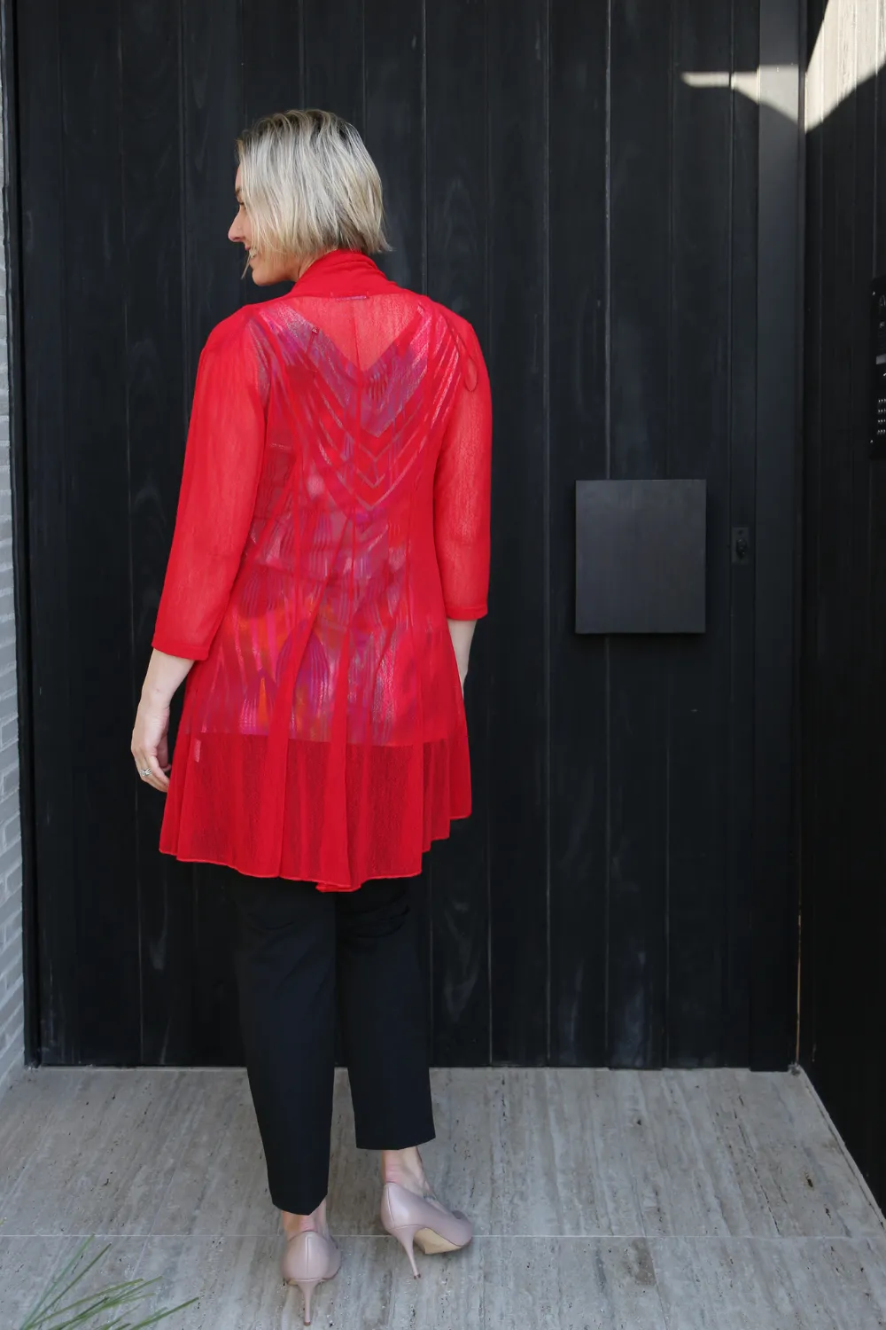 MIA Red Mesh Open Cardigan