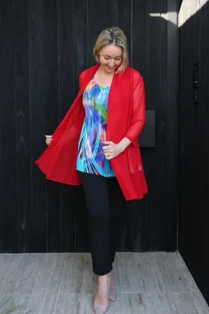 MIA Red Mesh Open Cardigan