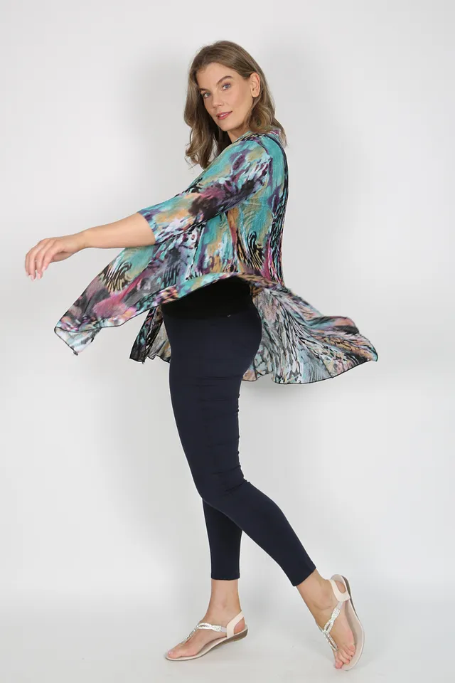 MIA Teal Animal Mesh Open Cardigan