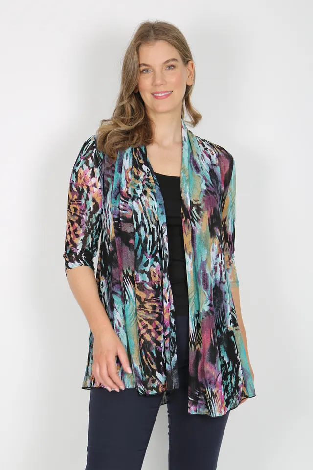MIA Teal Animal Mesh Open Cardigan