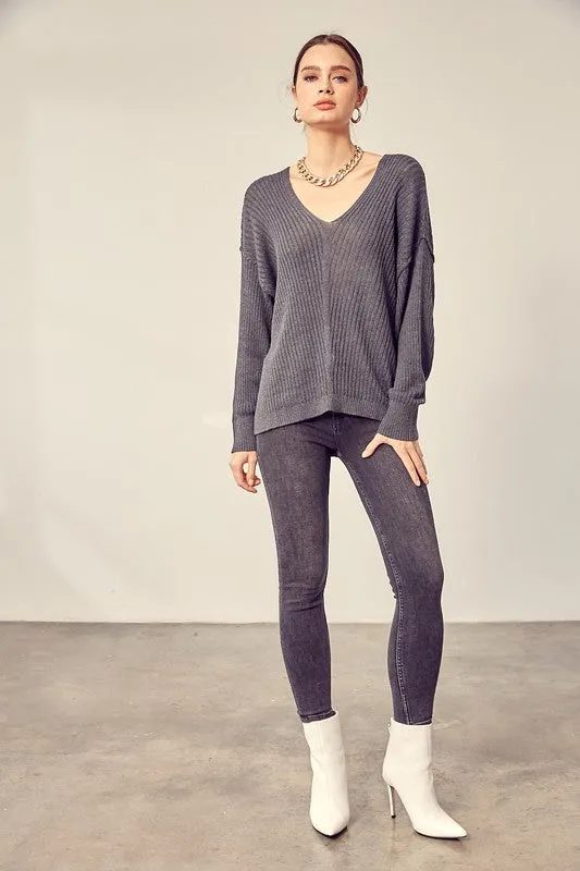 Mustard Seed V-Neck Knit Top