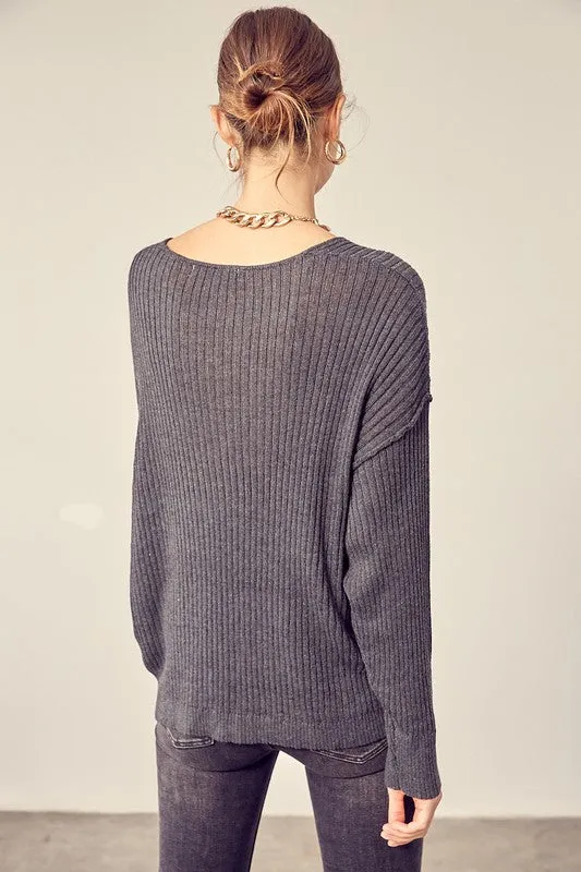 Mustard Seed V-Neck Knit Top