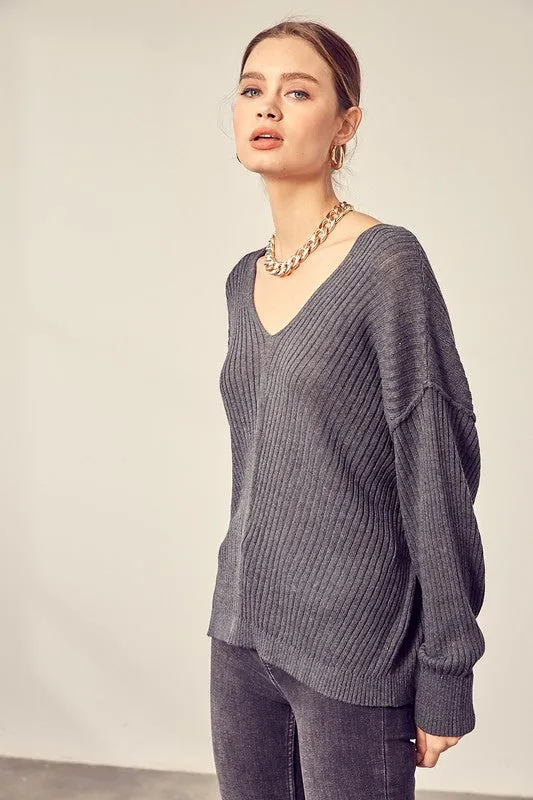 Mustard Seed V-Neck Knit Top
