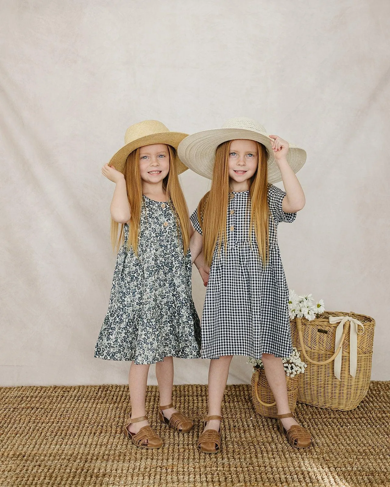 Navy Gingham Linen Cotton Dress - Timeless Style