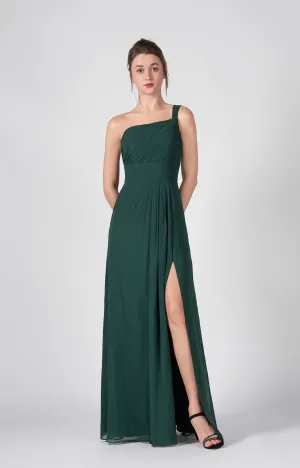One Shoulder A-Line Side Split Chiffon Maxi Dresses