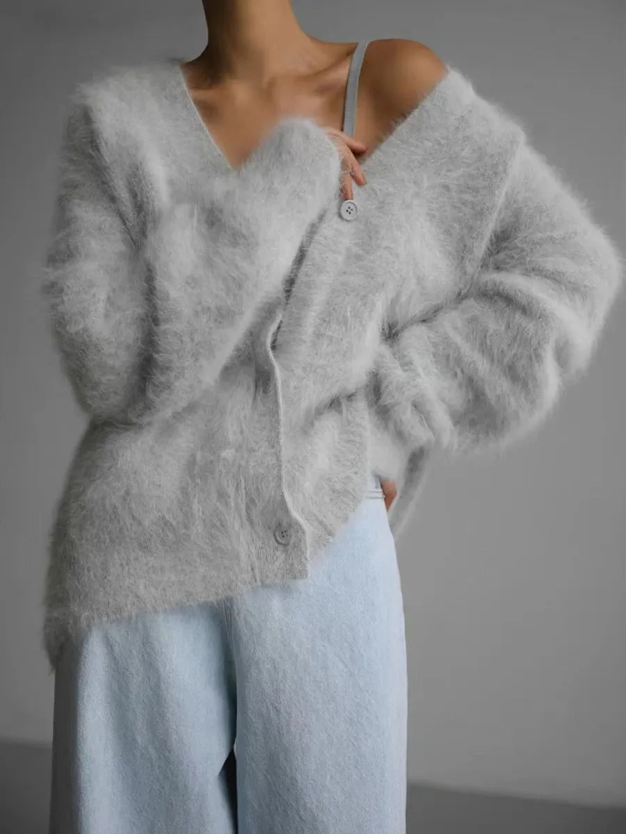 Oversized V-Neck Knit Cardigan