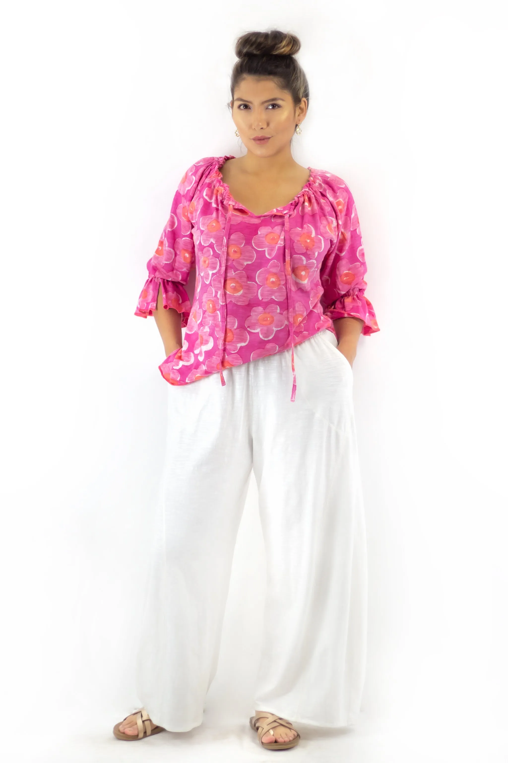 Peasant Blouse J139 - Lantana Pink