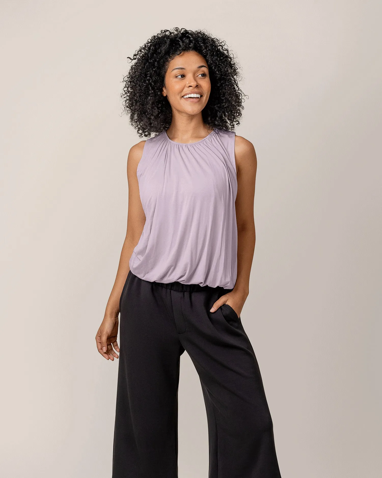Piper Bubble Hem Nursing Tank | Lavender Mist