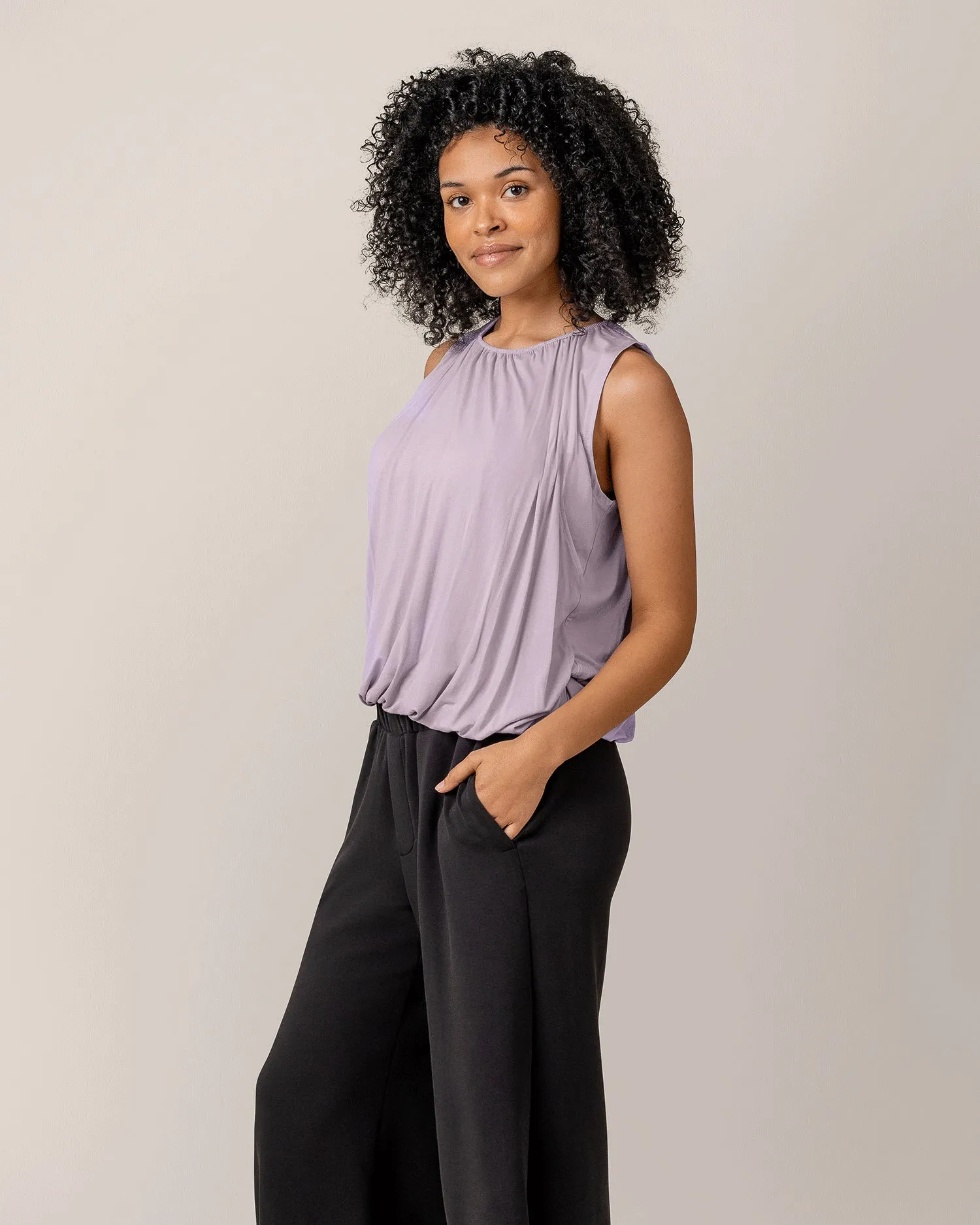Piper Bubble Hem Nursing Tank | Lavender Mist