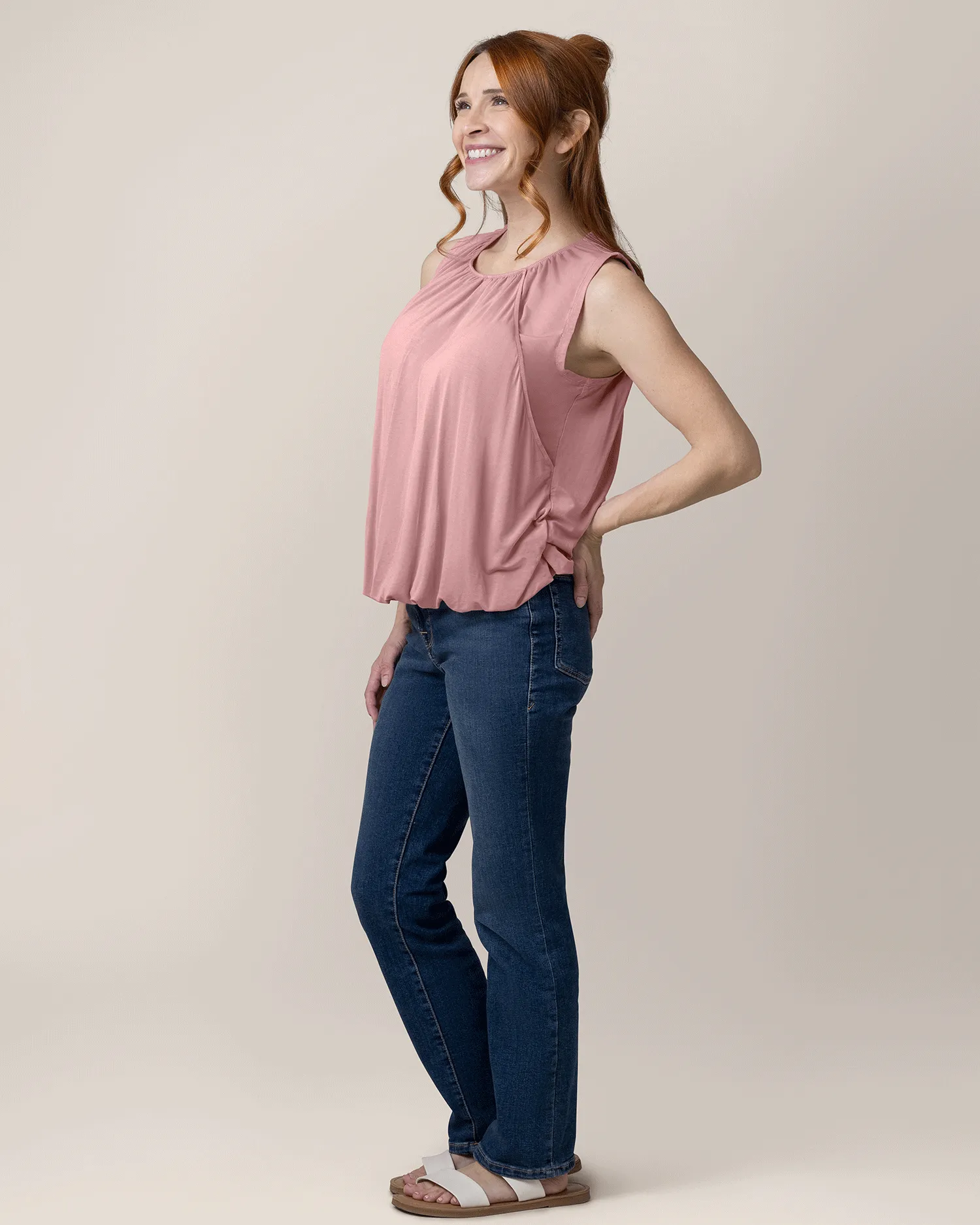 Piper Bubble Hem Nursing Tank | Light Mauve