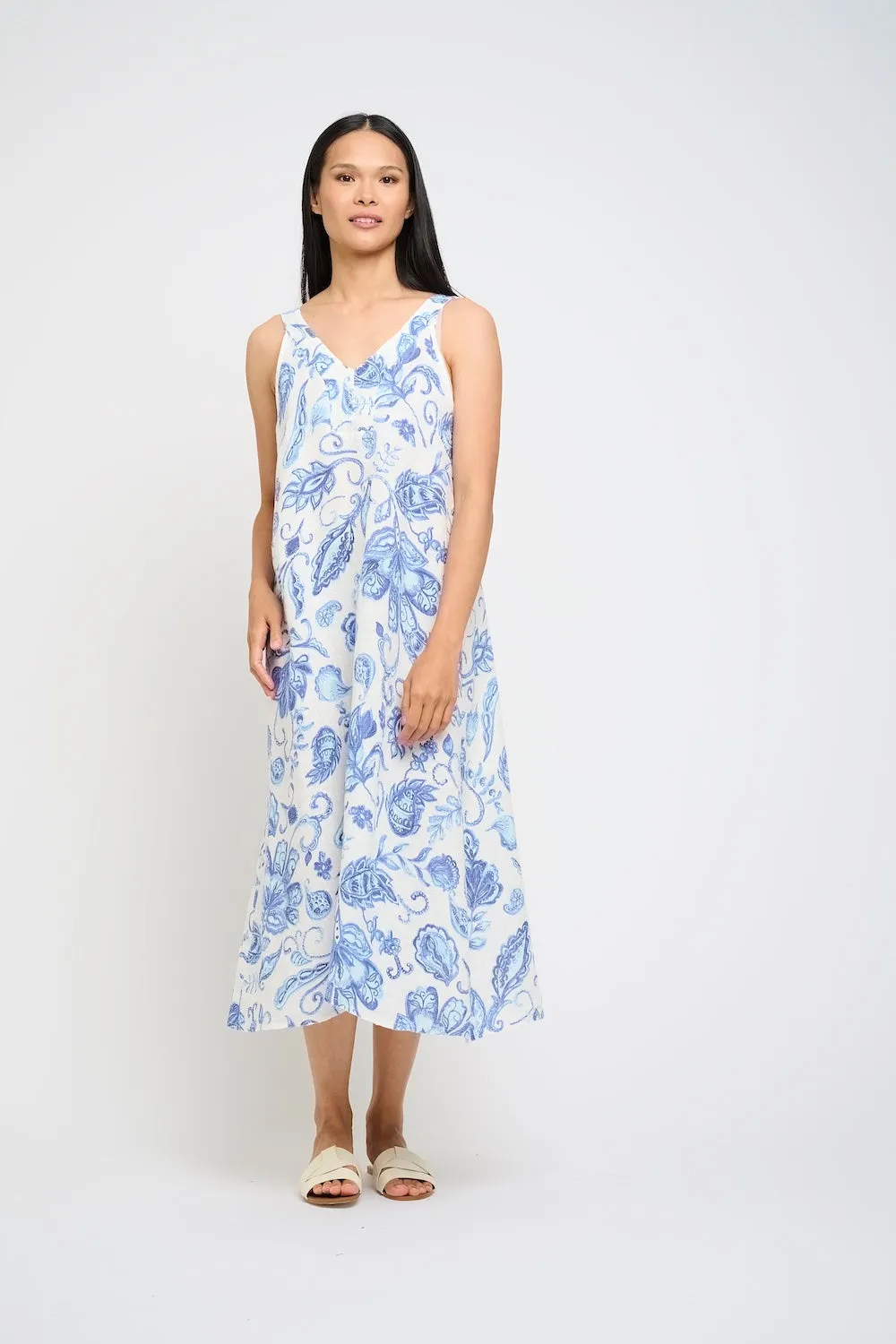 Pistache Sleeveless Maxi Linen Dress - Azure Summer