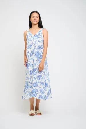 Pistache Sleeveless Maxi Linen Dress - Azure Summer