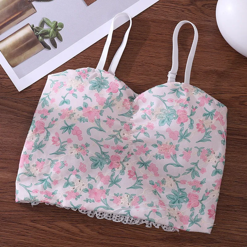 Printed Floral Cami Top Tank Bra For Girls, Pack Of 1