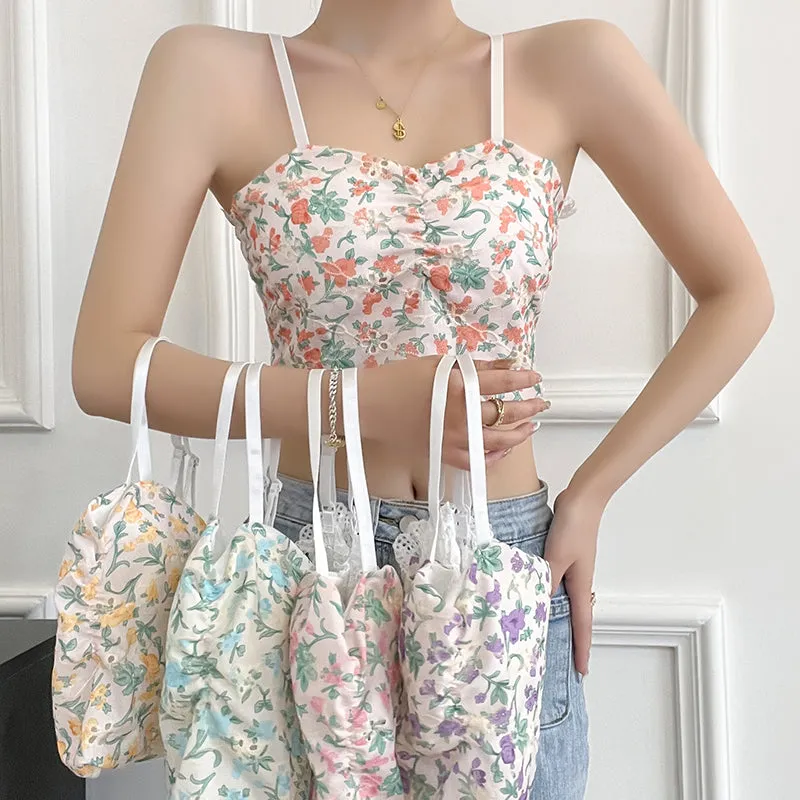 Printed Floral Cami Top Tank Bra For Girls, Pack Of 1