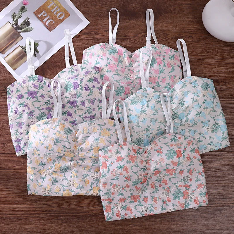 Printed Floral Cami Top Tank Bra For Girls, Pack Of 1
