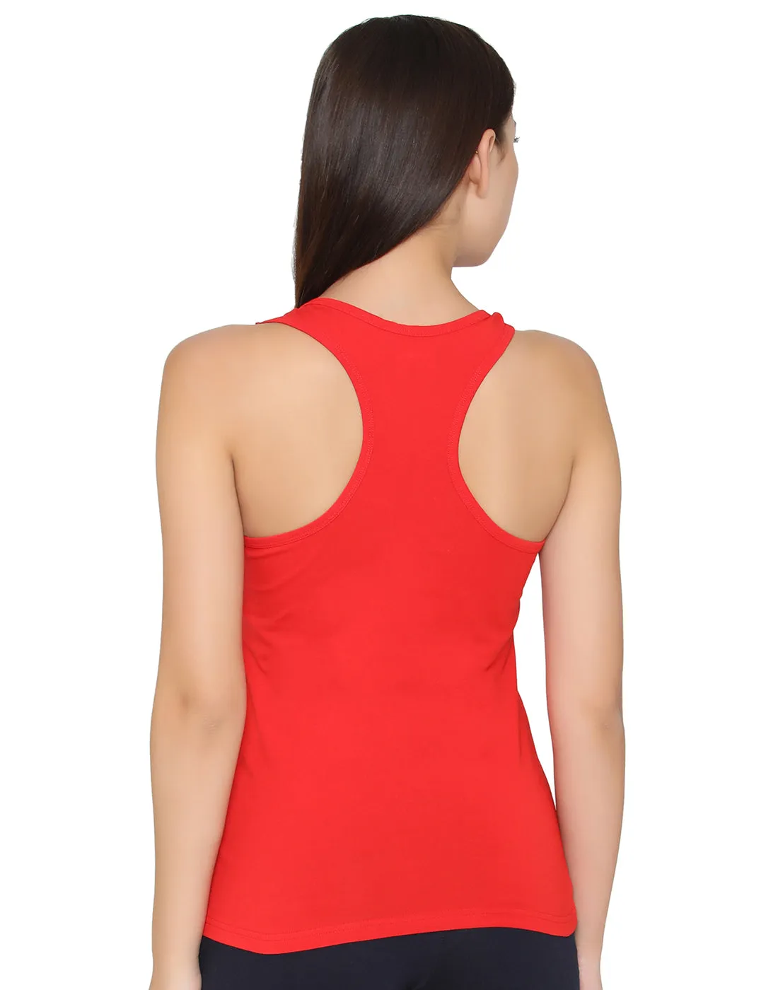 Red Spandex Cotton Solid Tank Top
