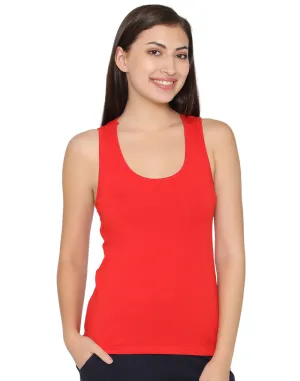 Red Spandex Cotton Solid Tank Top