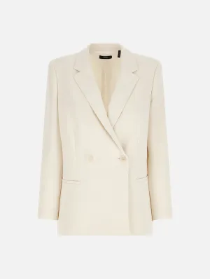 Relaxed Double-Breasted Blazer in Rice