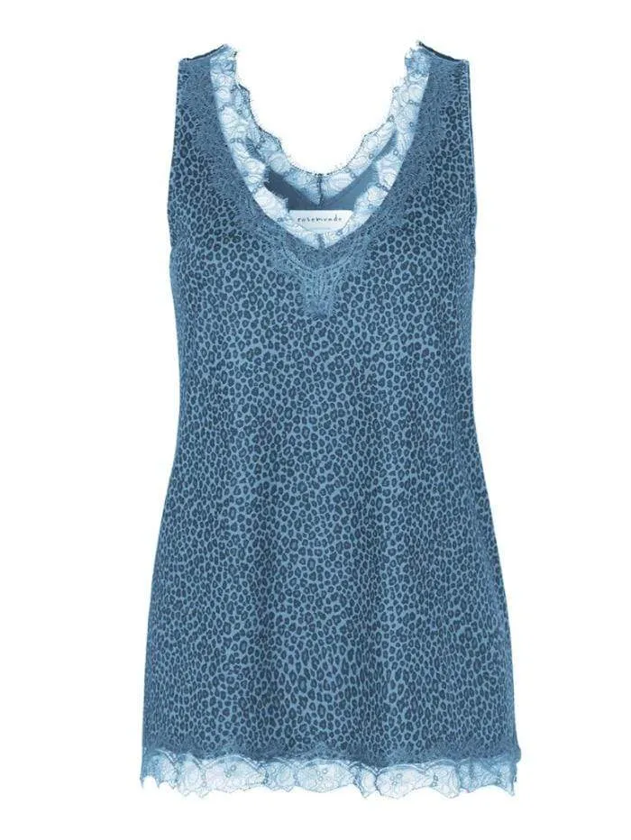 Rosemunde T Silk Lace Top Blue Petit Animal Print 4220 9536