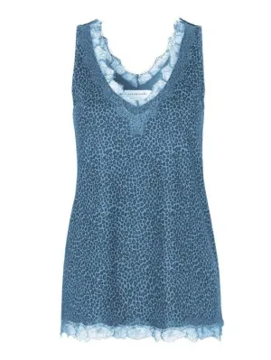 Rosemunde T Silk Lace Top Blue Petit Animal Print 4220 9536