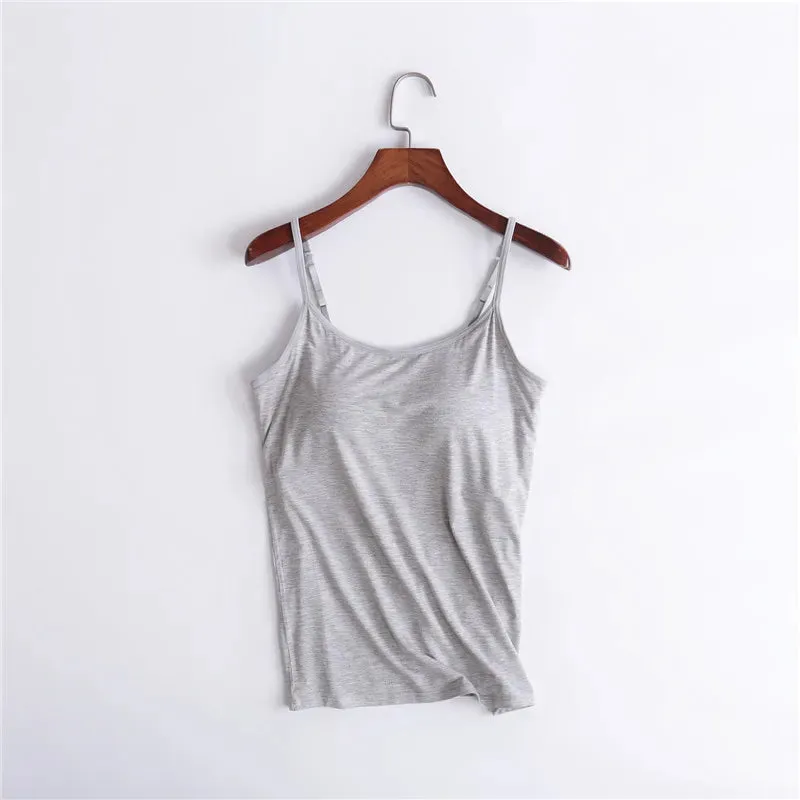 Sexy Sleeveless Tank Top with Built-In Bra – Stretchy Yoga & Casual Sports T-Shirt, No Steel Ring Corset Sling