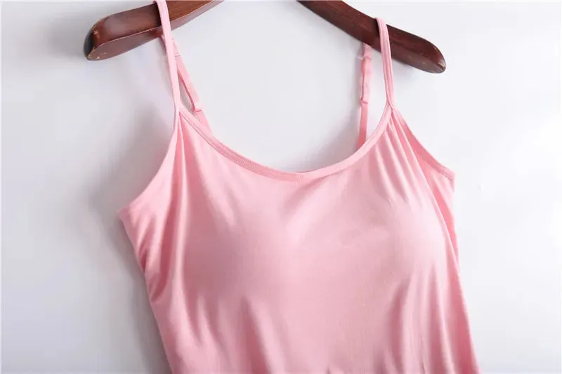 Sexy Sleeveless Tank Top with Built-In Bra – Stretchy Yoga & Casual Sports T-Shirt, No Steel Ring Corset Sling