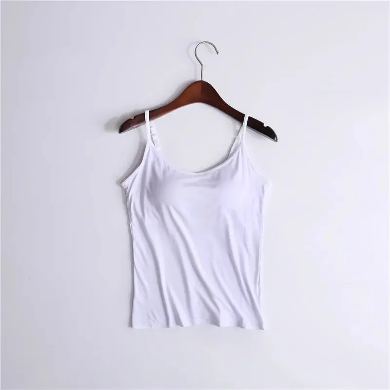 Sexy Sleeveless Tank Top with Built-In Bra – Stretchy Yoga & Casual Sports T-Shirt, No Steel Ring Corset Sling