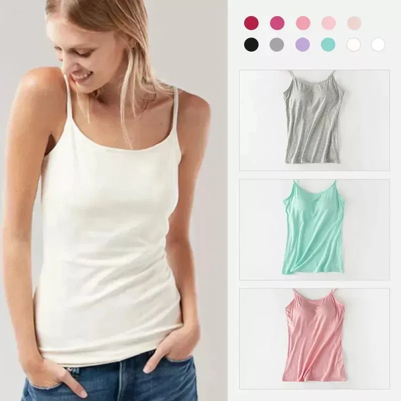 Sexy Sleeveless Tank Top with Built-In Bra – Stretchy Yoga & Casual Sports T-Shirt, No Steel Ring Corset Sling