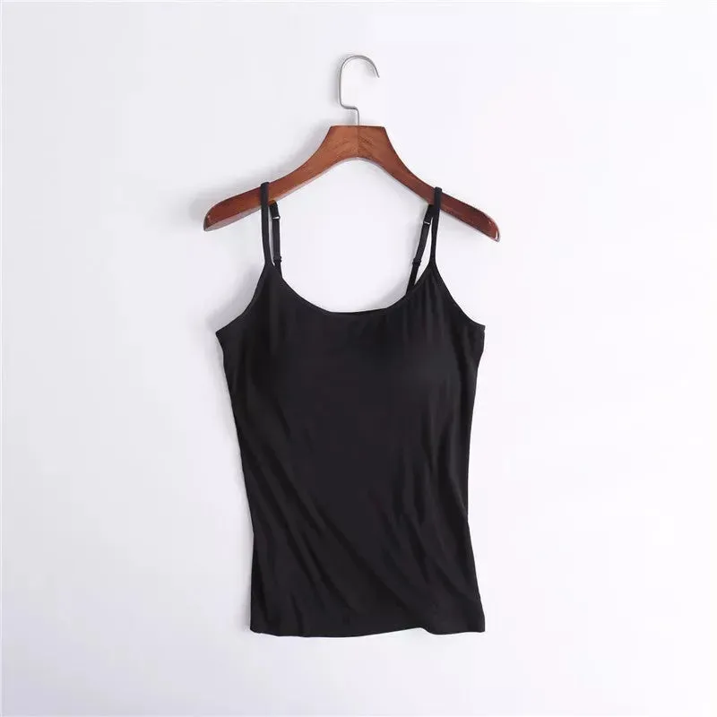 Sexy Sleeveless Tank Top with Built-In Bra – Stretchy Yoga & Casual Sports T-Shirt, No Steel Ring Corset Sling