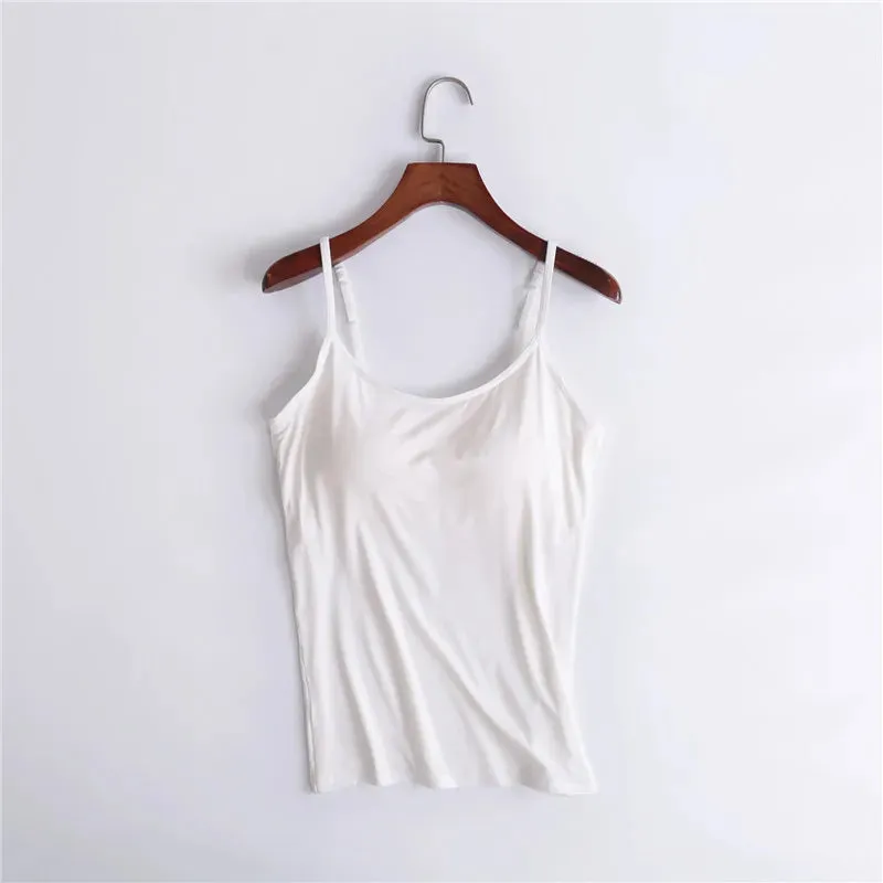 Sexy Sleeveless Tank Top with Built-In Bra – Stretchy Yoga & Casual Sports T-Shirt, No Steel Ring Corset Sling