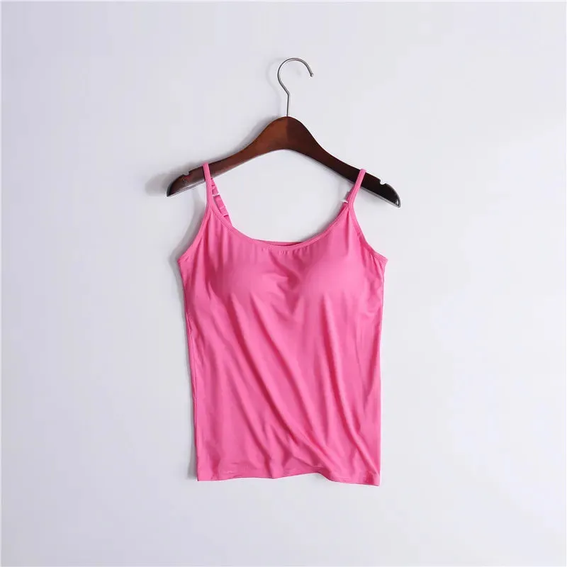 Sexy Sleeveless Tank Top with Built-In Bra – Stretchy Yoga & Casual Sports T-Shirt, No Steel Ring Corset Sling