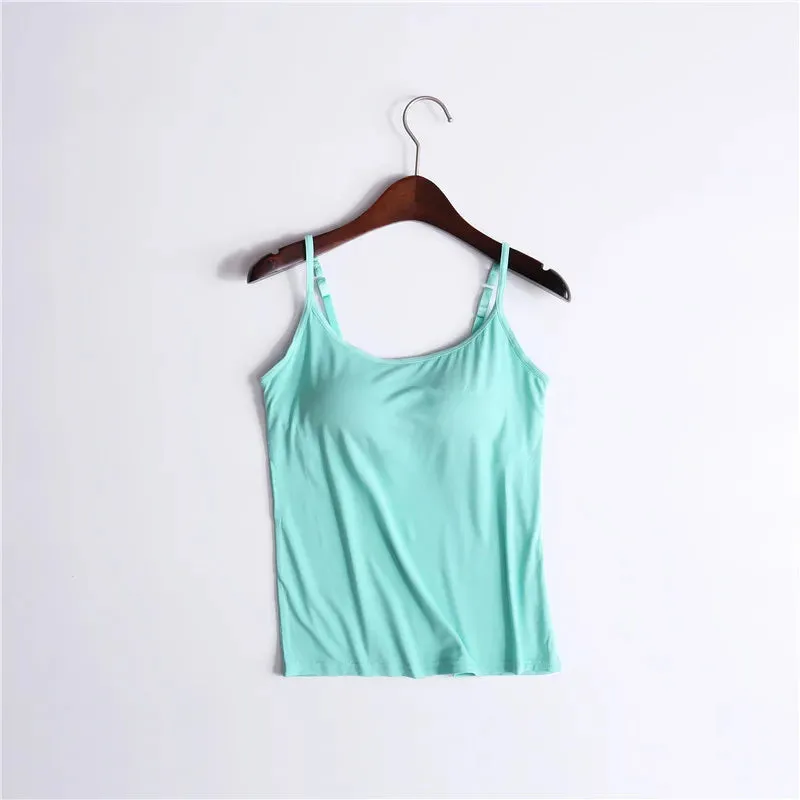 Sexy Sleeveless Tank Top with Built-In Bra – Stretchy Yoga & Casual Sports T-Shirt, No Steel Ring Corset Sling