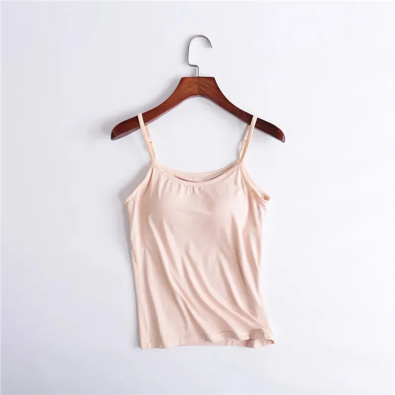 Sexy Sleeveless Tank Top with Built-In Bra – Stretchy Yoga & Casual Sports T-Shirt, No Steel Ring Corset Sling