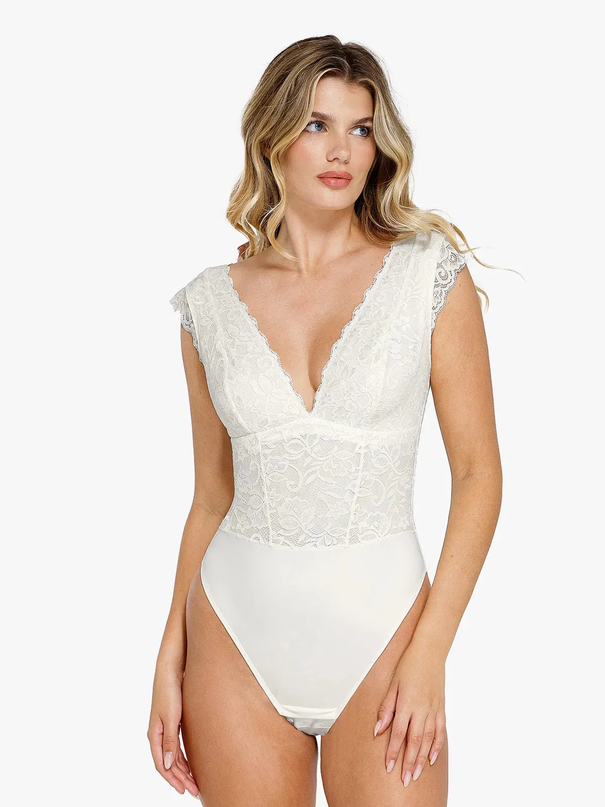 Shapewear V-neck Sleeveless Sculpting Lace Bodysuit