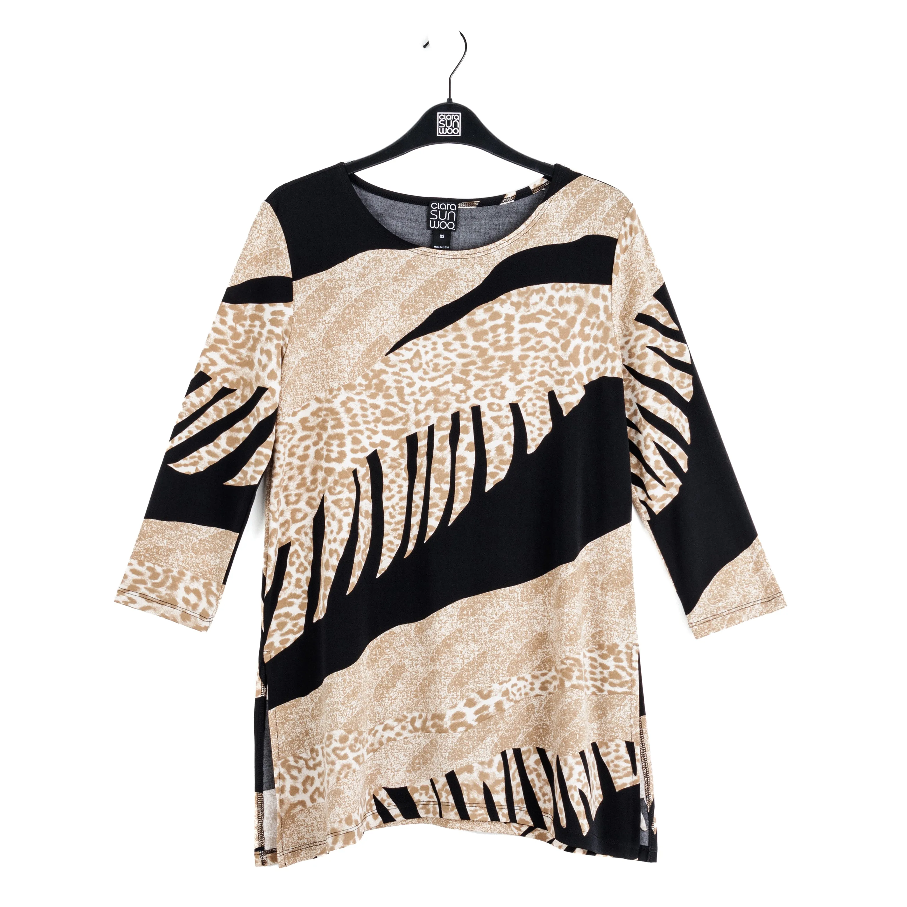 Side Vent Kerchief Hem Tunic - Safari Patch - Final Sale!