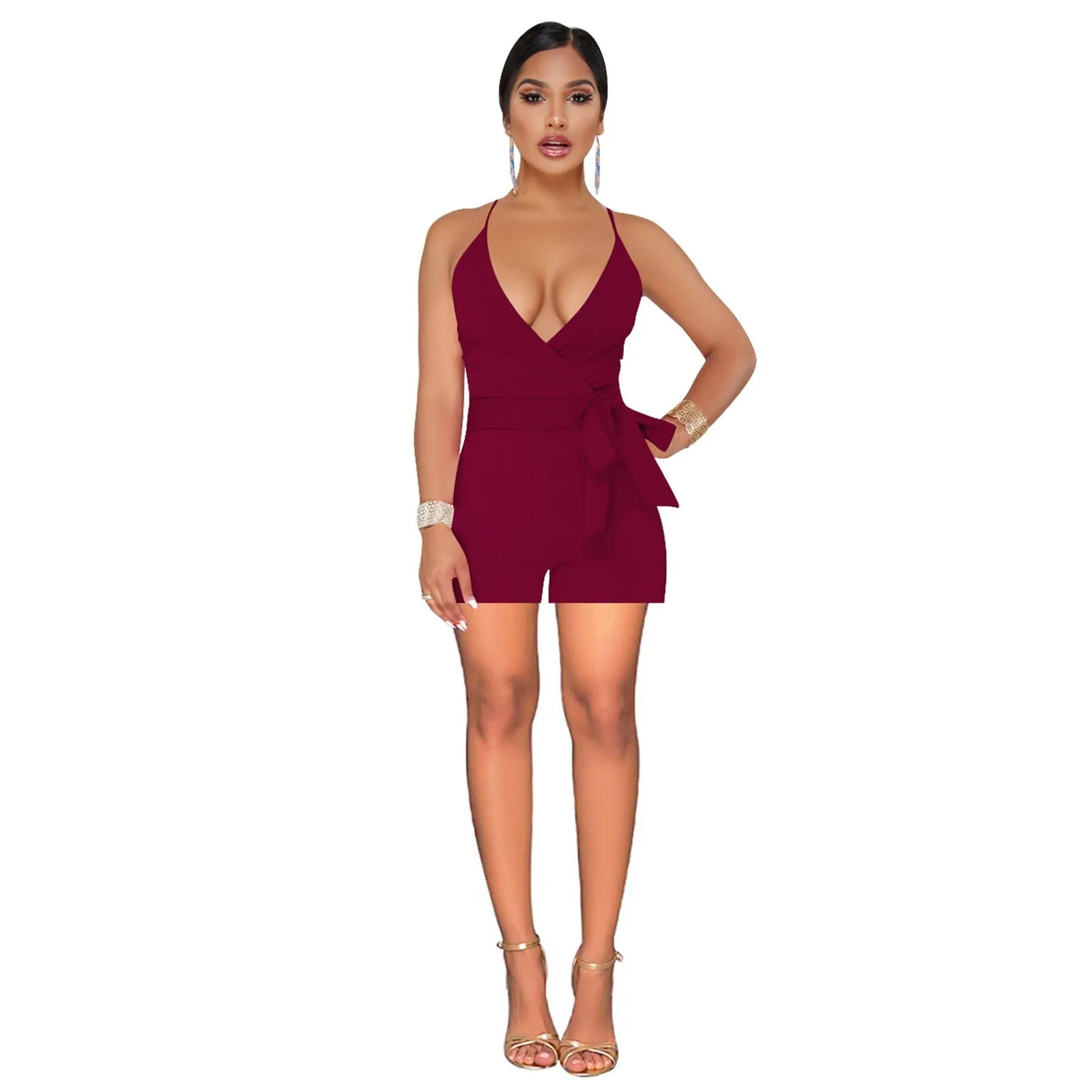Sleeveless Deep Chesty V-neck Rompers