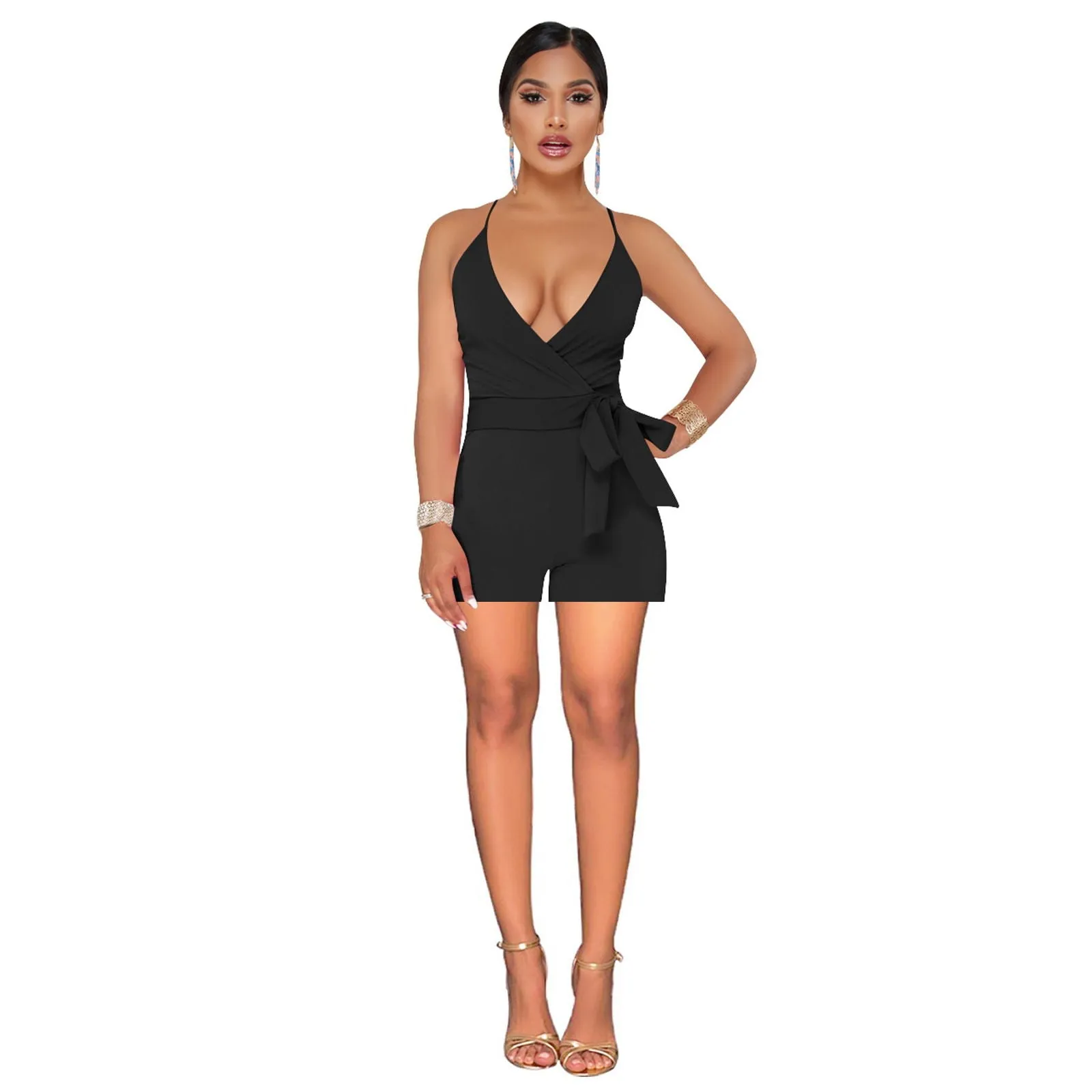 Sleeveless Deep Chesty V-neck Rompers